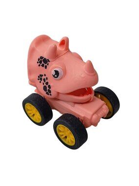Cartoon Triceratops Dinosaur Pull Back Toy Car Pink Plastic